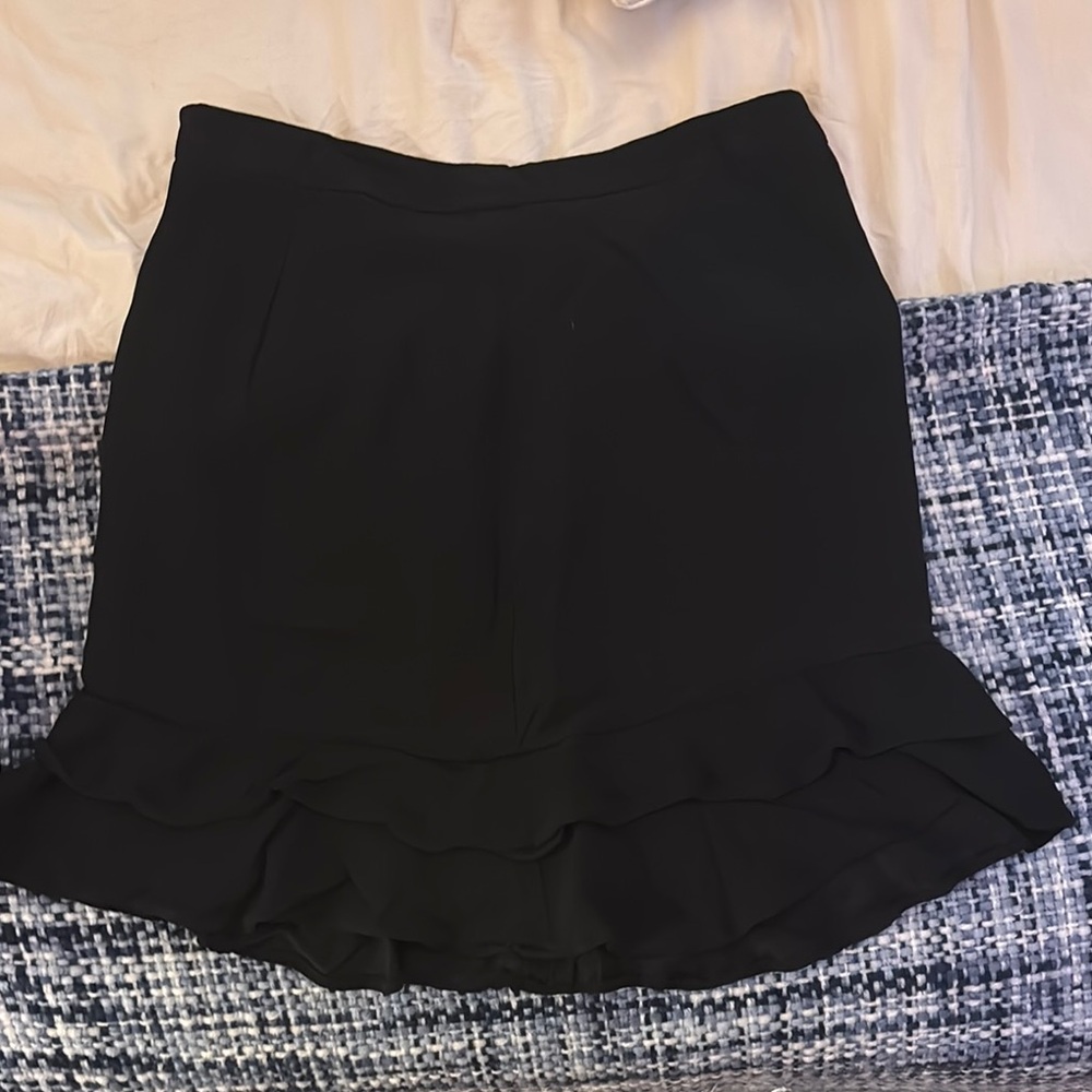 Ann Taylor Black Mini Skirt with Ruffle Hem